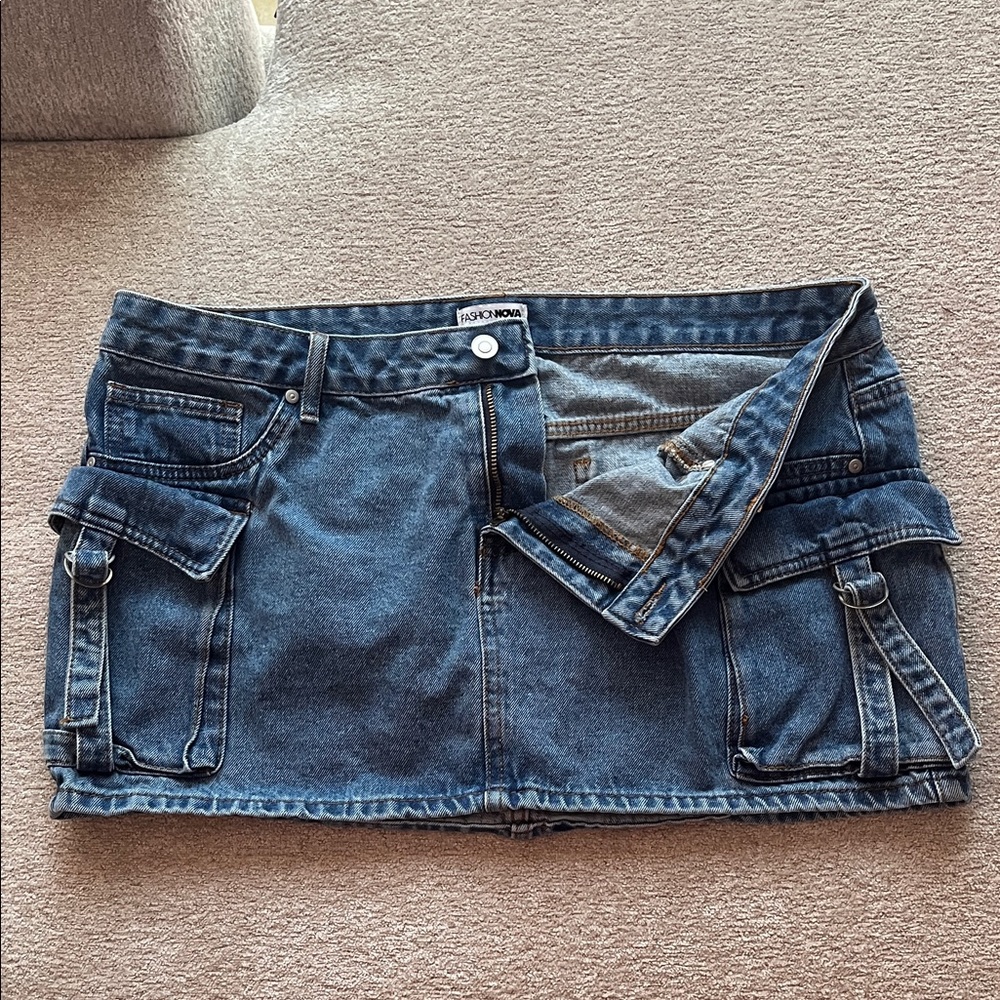 Fashion Nova Blue Denim Skirt
